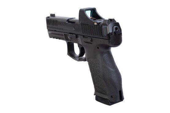 Heckler and Koch 9mm VP9A1 K compact handgun with blacked out sights and Holosun SCS red dot